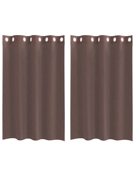 Tende in Voile con Occhielli 2 pz Marrone 140x175 cm