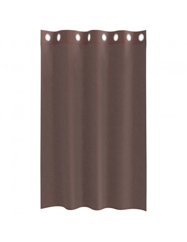 Tende in Voile con Occhielli 2 pz Marrone 140x175 cm