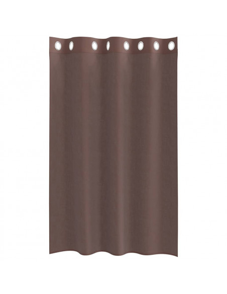 Tende in Voile con Occhielli 2 pz Marrone 140x175 cm