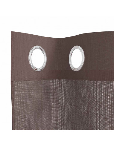 Tende in Voile con Occhielli 2 pz Marrone 140x175 cm