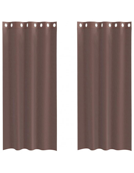 Tende in Voile con Occhielli 2 pz Marrone 140x225 cm