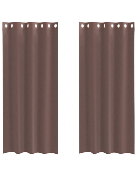 Tende in Voile con Occhielli 2 pz Marrone 140x245 cm