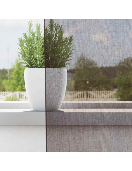 Tende in Voile con Occhielli 2 pz Marrone 140x245 cm