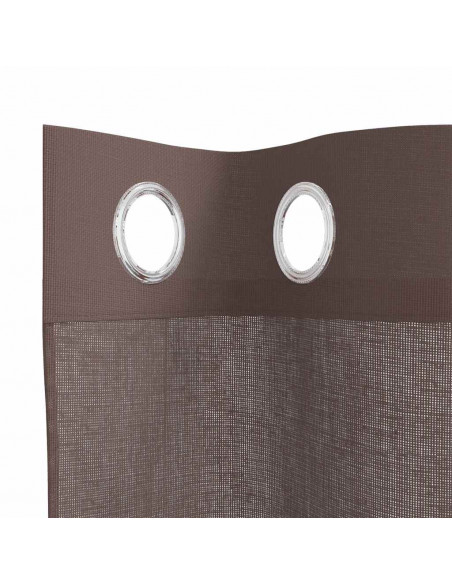 Tende in Voile con Occhielli 2 pz Marrone 140x245 cm