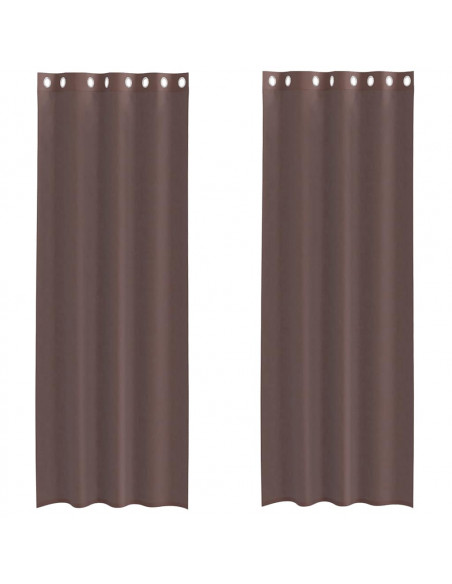 Tende in Voile con Occhielli 2 pz Marrone 140x260 cm