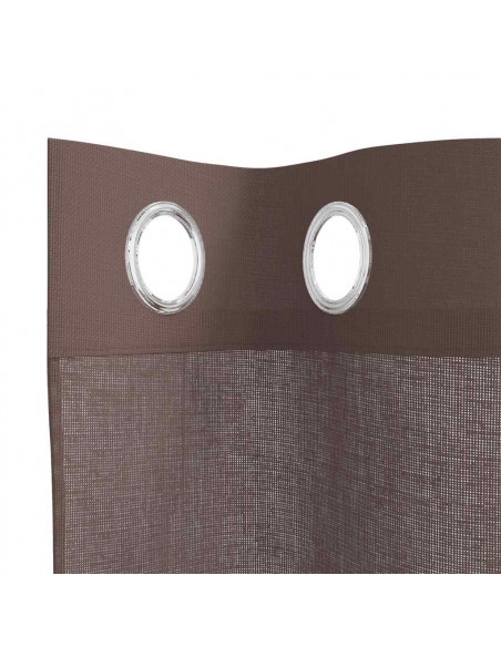 Tende in Voile con Occhielli 2 pz Marrone 140x260 cm