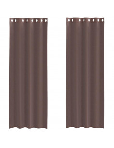 Tende in Voile con Occhielli 2 pz Marrone 140x300 cm 2