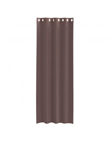 Tende in Voile con Occhielli 2 pz Marrone 140x300 cm