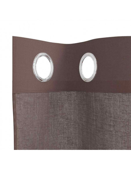 Tende in Voile con Occhielli 2 pz Marrone 140x300 cm