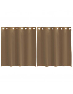 Tende in Voile con Occhielli 2 pz Marrone Chiaro 2