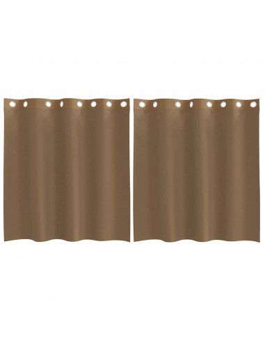 Tende in Voile con Occhielli 2 pz Marrone Chiaro
