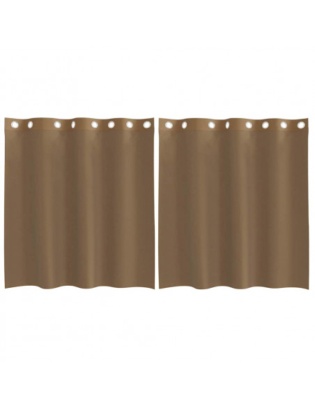 Tende in Voile con Occhielli 2 pz Marrone Chiaro