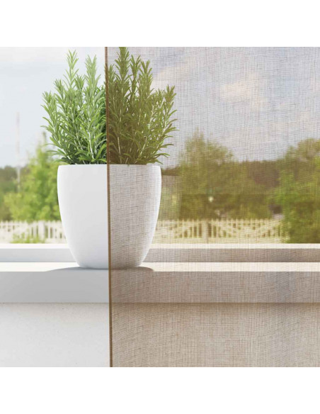Tende in Voile con Occhielli 2 pz Marrone Chiaro