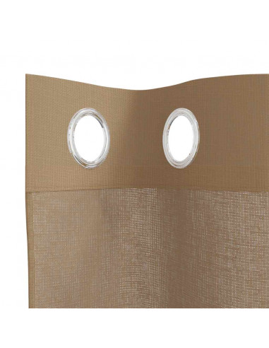 Tende in Voile con Occhielli 2 pz Marrone Chiaro