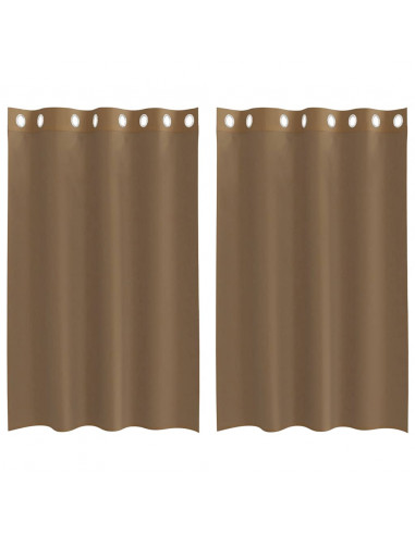 Tende in Voile con Occhielli 2 pz Marrone Chiaro