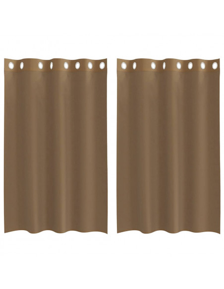 Tende in Voile con Occhielli 2 pz Marrone Chiaro