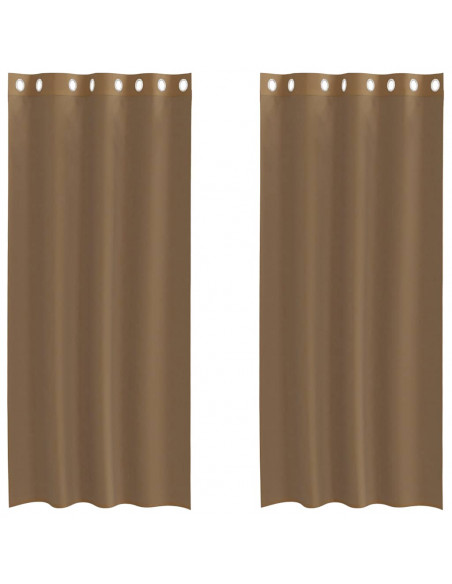 Tende in Voile con Occhielli 2 pz Marrone Chiaro