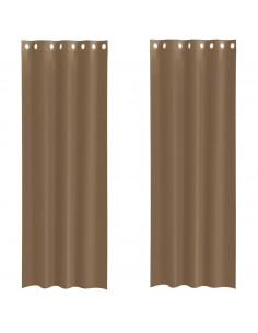 Tende in Voile con Occhielli 2 pz Marrone Chiaro 2