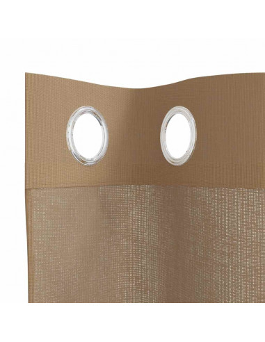 Tende in Voile con Occhielli 2 pz Marrone Chiaro