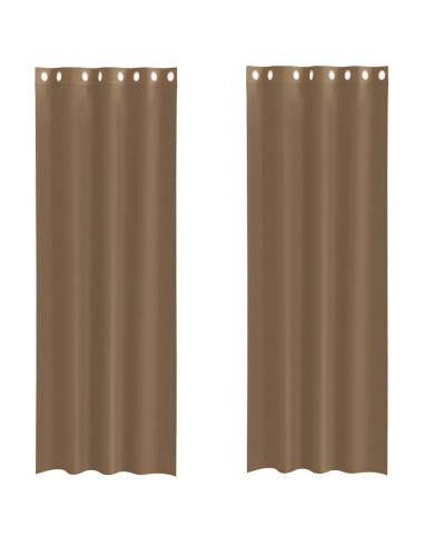 Tende in Voile con Occhielli 2 pz Marrone Chiaro