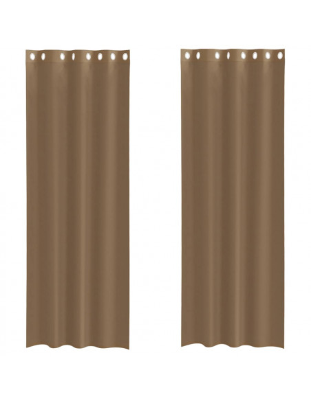 Tende in Voile con Occhielli 2 pz Marrone Chiaro