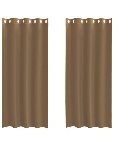 Tende in Voile con Occhielli 2 pz Marrone Chiaro