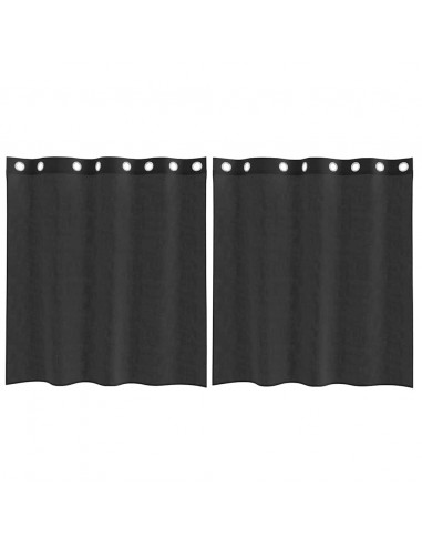 Tende in Voile con Occhielli 2 pz Nero 140x140 cm