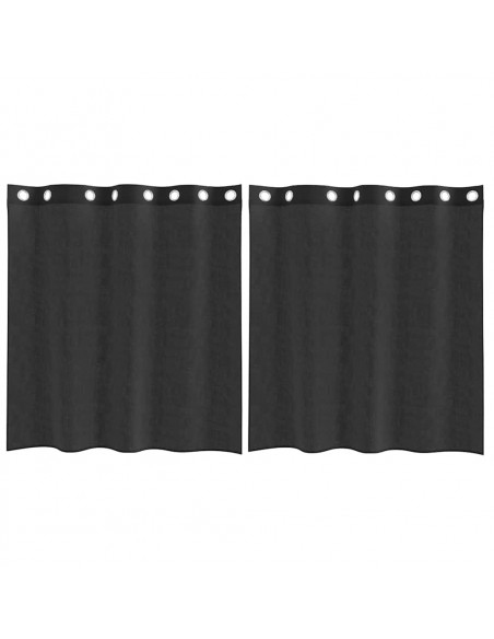 Tende in Voile con Occhielli 2 pz Nero 140x140 cm