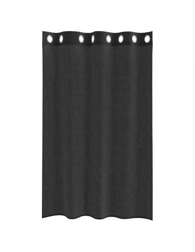Tende in Voile con Occhielli 2 pz Nero 140x175 cm
