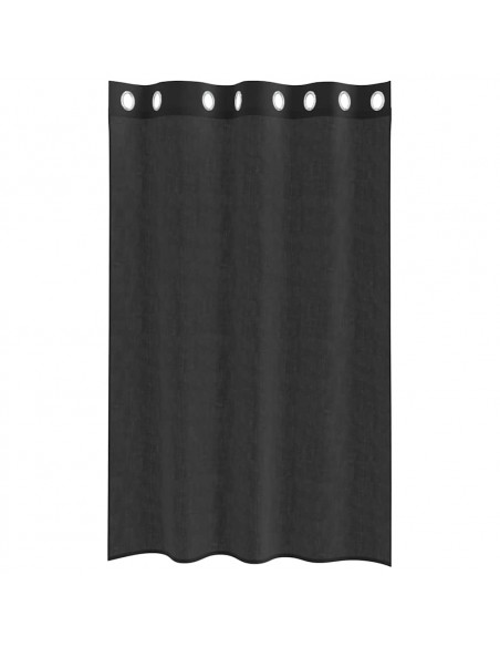 Tende in Voile con Occhielli 2 pz Nero 140x175 cm