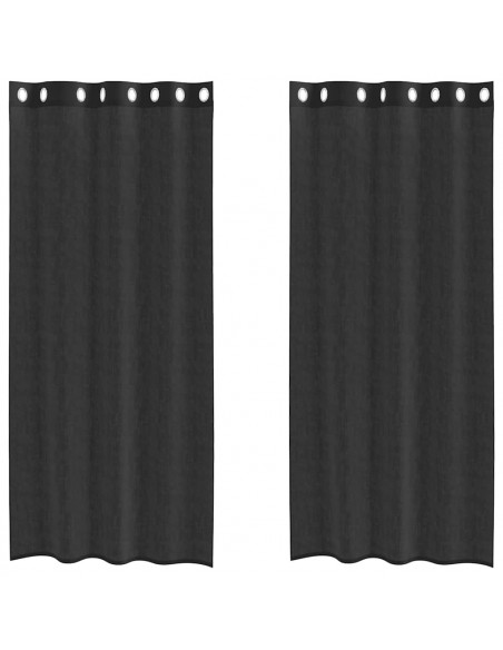 Tende in Voile con Occhielli 2 pz Nero 140x225 cm