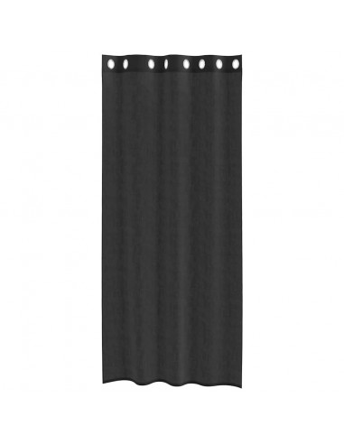 Tende in Voile con Occhielli 2 pz Nero 140x225 cm