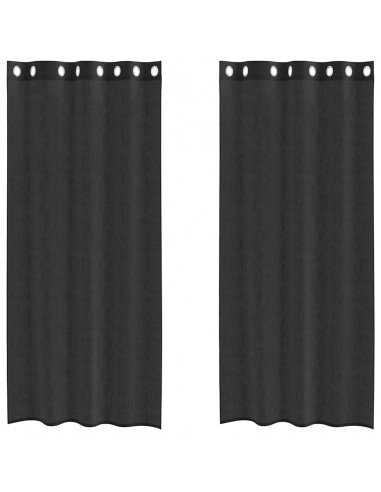 Tende in Voile con Occhielli 2 pz Nero 140x245 cm
