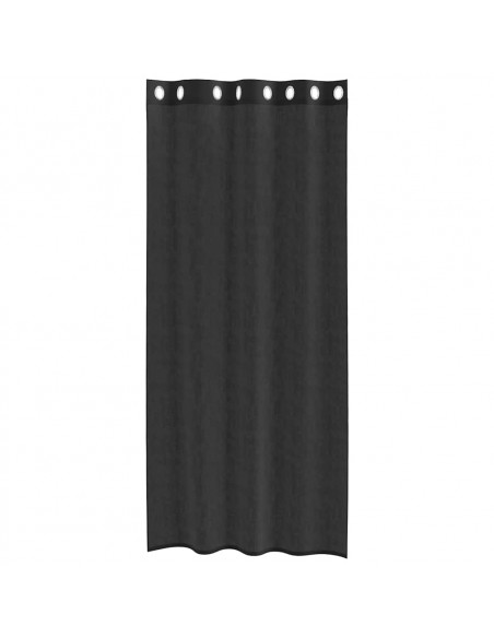 Tende in Voile con Occhielli 2 pz Nero 140x245 cm