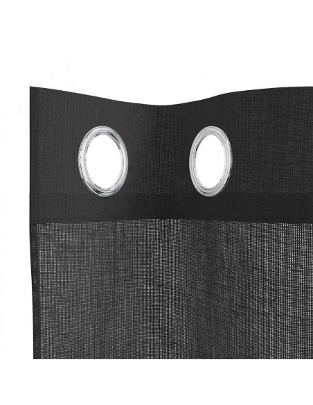 Tende in Voile con Occhielli 2 pz Nero 140x245 cm