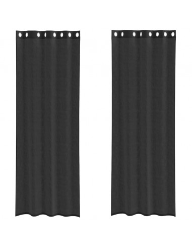 Tende in Voile con Occhielli 2 pz Nero 140x260 cm