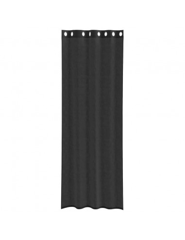 Tende in Voile con Occhielli 2 pz Nero 140x260 cm