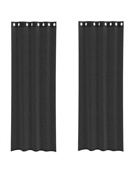 Tende in Voile con Occhielli 2 pz Nero 140x300 cm