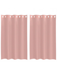 Tende in Voile con Occhielli 2 pz Rosa 140x175 cm 2
