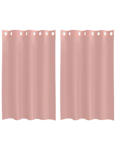 Tende in Voile con Occhielli 2 pz Rosa 140x175 cm