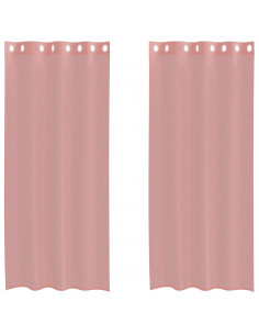 Tende in Voile con Occhielli 2 pz Rosa 140x225 cm 2