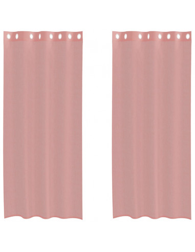 Tende in Voile con Occhielli 2 pz Rosa 140x225 cm