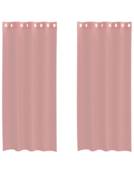 Tende in Voile con Occhielli 2 pz Rosa 140x225 cm