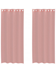 Tende in Voile con Occhielli 2 pz Rosa 140x245 cm 2