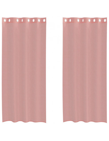 Tende in Voile con Occhielli 2 pz Rosa 140x245 cm