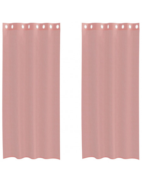 Tende in Voile con Occhielli 2 pz Rosa 140x245 cm