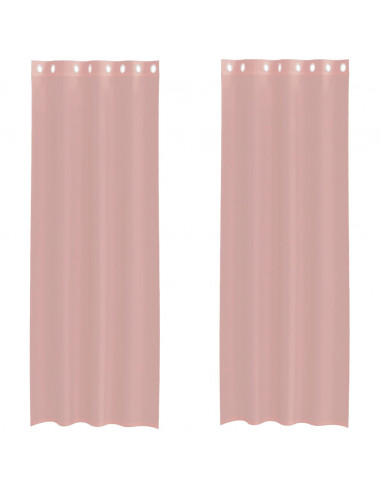 Tende in Voile con Occhielli 2 pz Rosa 140x260 cm