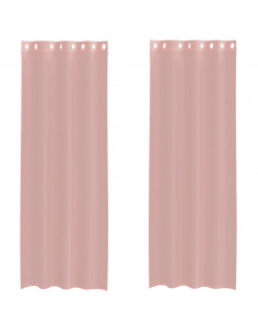 Tende in Voile con Occhielli 2 pz Rosa 140x300 cm 2