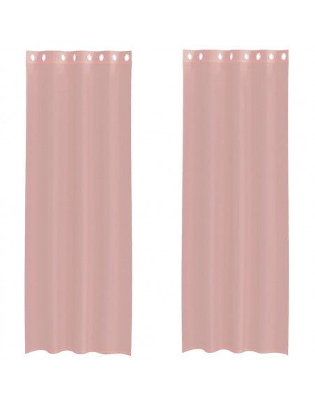 Tende in Voile con Occhielli 2 pz Rosa 140x300 cm