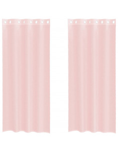 Tende in Voile con Occhielli 2 pz Rosa Chiaro 140x225 cm 2